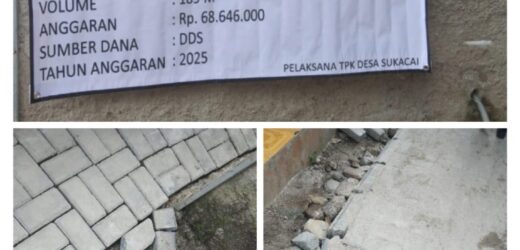 Dugaan Mark up anggaran proyek pembangunan jalan paving blok dana desa.2025 di desa sukacai di soal aktifis