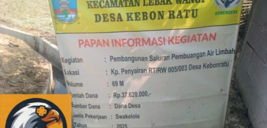 Pekerjaa U-Dhit. Di desa Kebon Ratu DiDuga Tidak Sesuai Operasional Prosedur Dan Dikeluhkan Pekerja Dengan Bayaran Tidak Sesuai