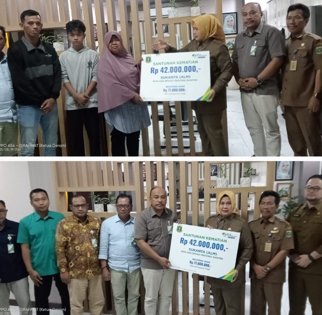 Pemprov Banten Berikan Santunan Jaminan Kematian kepada Ahli Waris Pegawai Non ASN Melalui Program BPJS Ketenagakerjaan