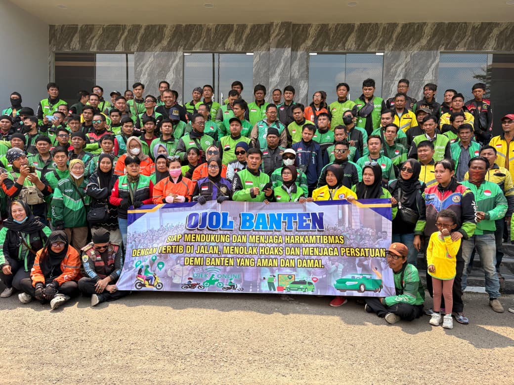 Komunitas Ojol Siap Jaga Harkamtibmas: “Ketertiban Tolak Hoaks Demi Banten Aman dan Damai”