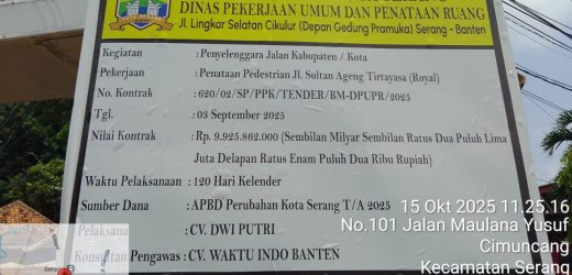 Proyek Penataan Pedestrian Kawasan Royal Kota Serang Diduga Kurangi Kualitas Material, Pengawasan Lemah