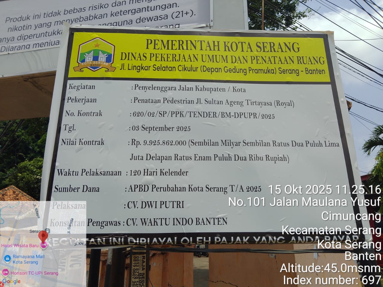 Proyek Penataan Pedestrian Kawasan Royal Kota Serang Diduga Kurangi Kualitas Material, Pengawasan Lemah