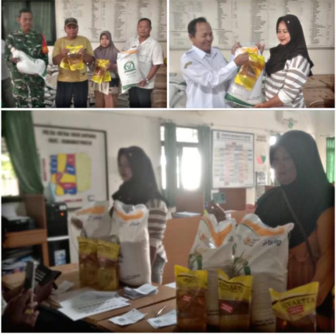 Pembagian sembako di desa harjatani berjalan dengan lancar.