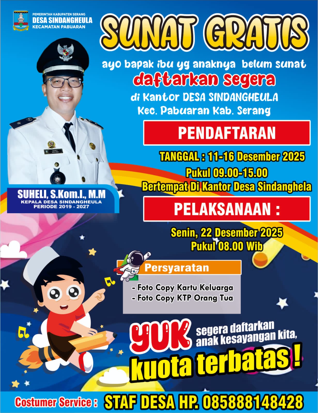 PEMBERITAHUAN! PROGRAM SUNAT GRATIS DESA SINDANGHEULA