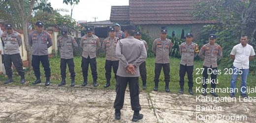Pastikan Aman dan Terkendali Jajaran Personil Polsek Cijaku Laksanakan Apel Pam Ops Imbangan Nataru