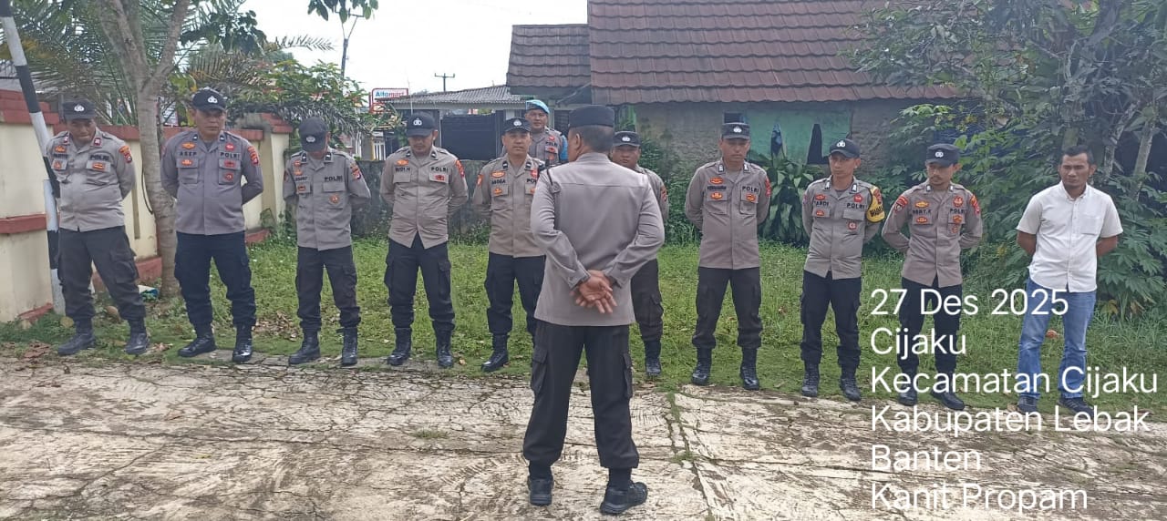 Pastikan Aman dan Terkendali Jajaran Personil Polsek Cijaku Laksanakan Apel Pam Ops Imbangan Nataru