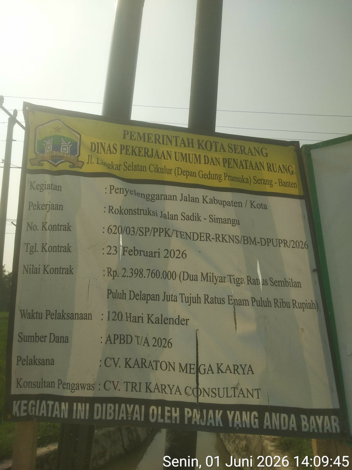 Projek 2.3 Milyar diduga Gagal Kontruksi Aktifis dan masyarakat Mengecam akan Turun Aksi