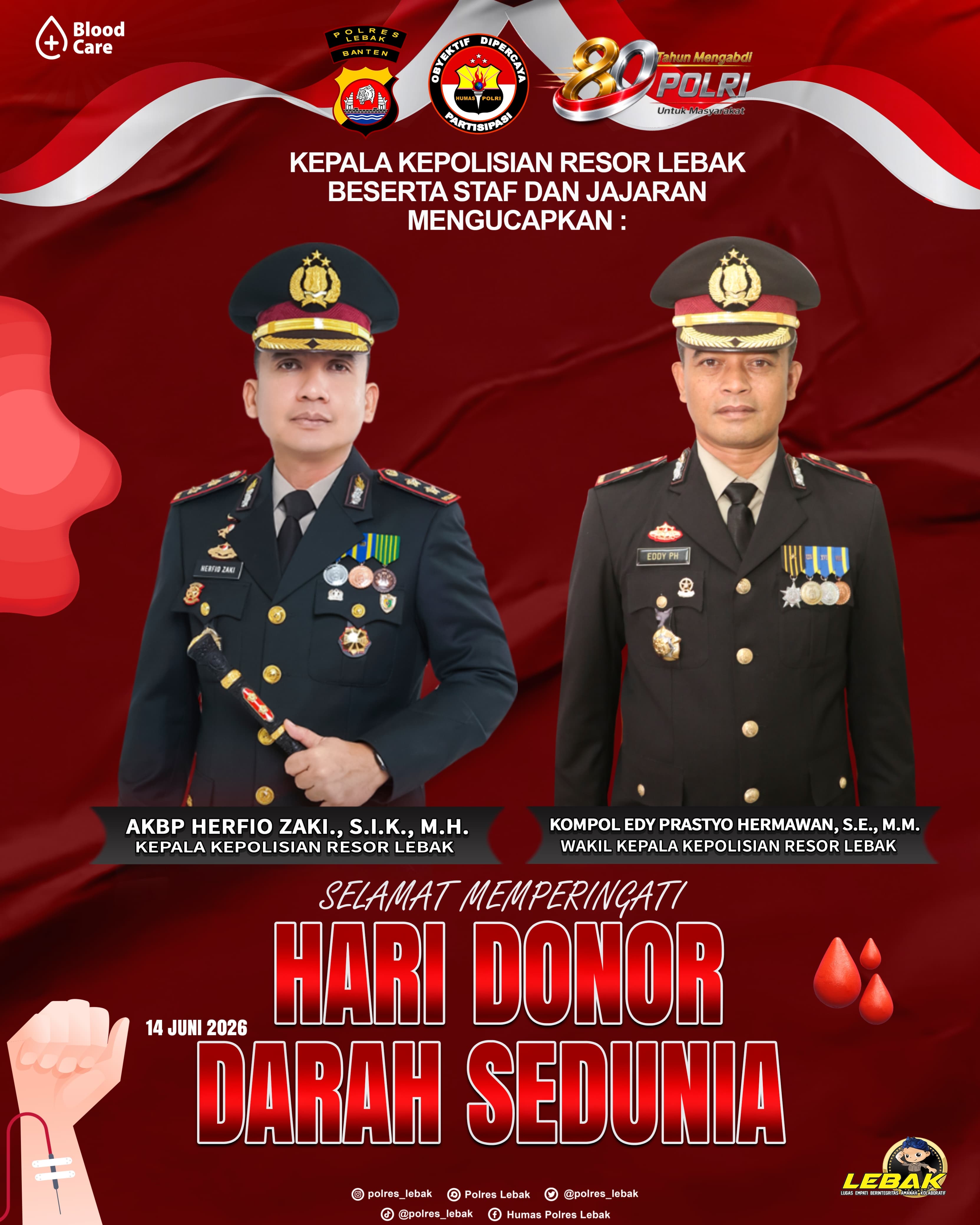 Kapolres Lebak: Donor Darah Adalah Wujud Nyata Kepedulian terhadap Kemanusiaan