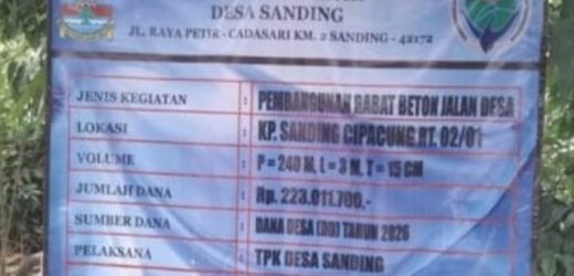 Proyek Rabat Beton Dana Desa Rp223 Juta di Desa Sanding Petir Retak, Pihak Desa Belum Bisa Dikonfirmasi