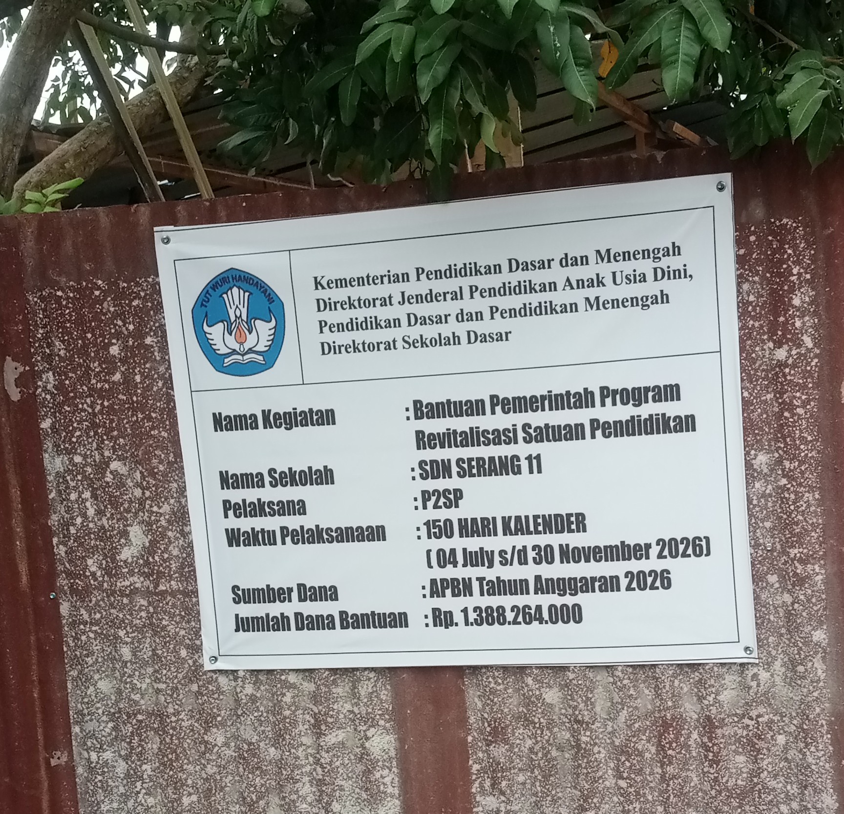 Proyek APBN Serang Tengah Berjalan, Pihak pengawas proyek Arahkan Konfirmasi ke kepala sekolah ada apakah dan abai kan K3